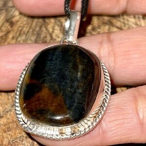 Dark Iron Tiger Eye Pendant 2”